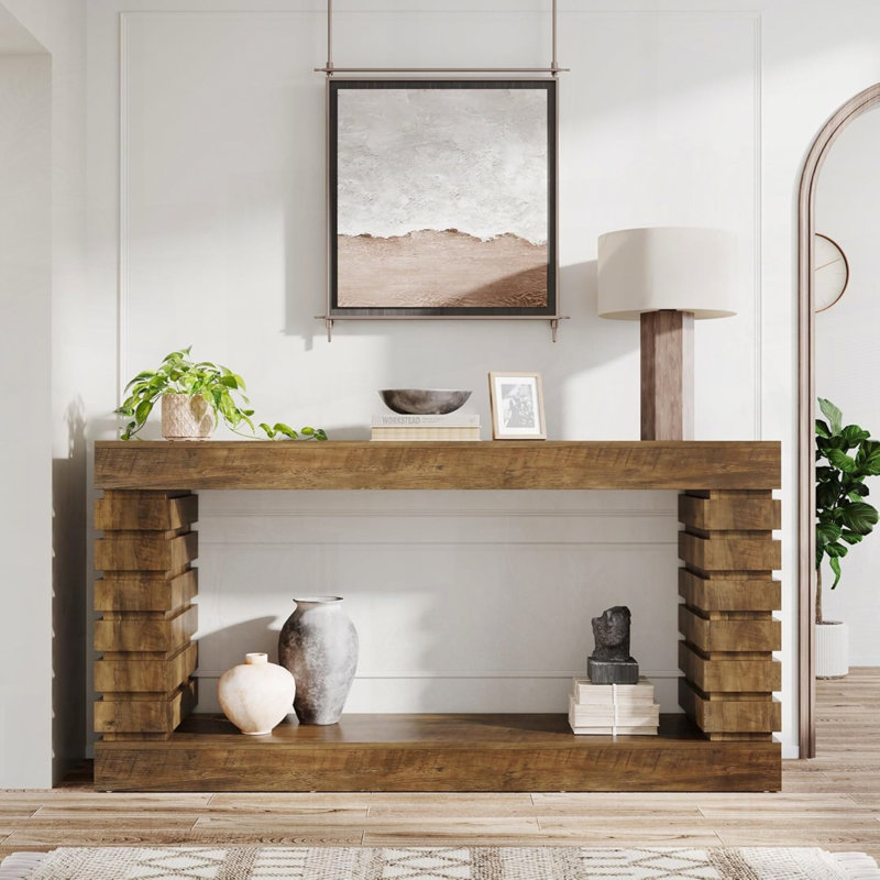 Console en bois avec rangement peu encombrant