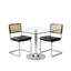Ensemble de table de salle à manger 39 "en verre trempé pour 2 personnes avec chaises chromées-131987362-131987364