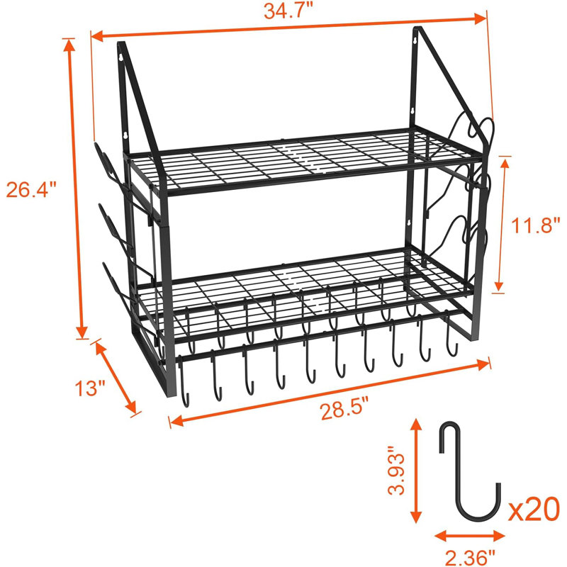 Metal Rectangle Wall Mounted Pot Rack