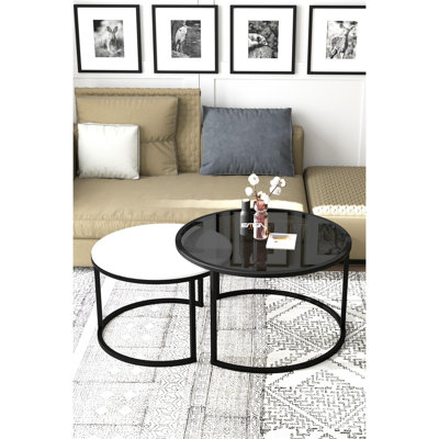 Table basse moderne de 29,5 po x 29,5 po x 17,7 po | Plateau 100% verre trempé, base 100% panneau de fibres à densité moyenne, cadre en métal 4 mm | Conception épurée et blanche, parfaite pour le salon ou le bureau | Mobilier élégant et durable