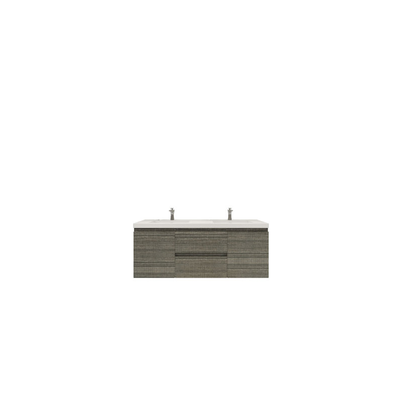 Chelsei 58.75'' Double Bathroom Vanity with Plastic Top, High Gloss Ash Gray