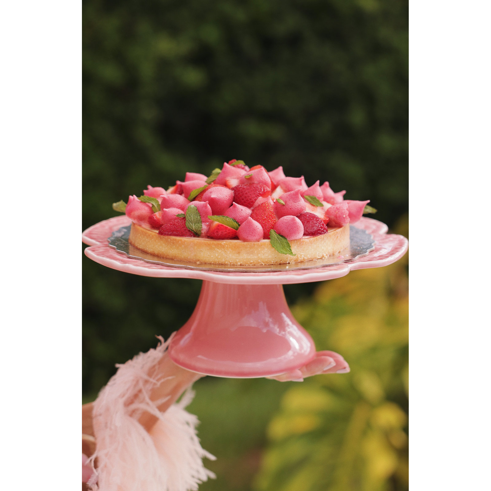 Cabbage Pink Cake Stand 12"