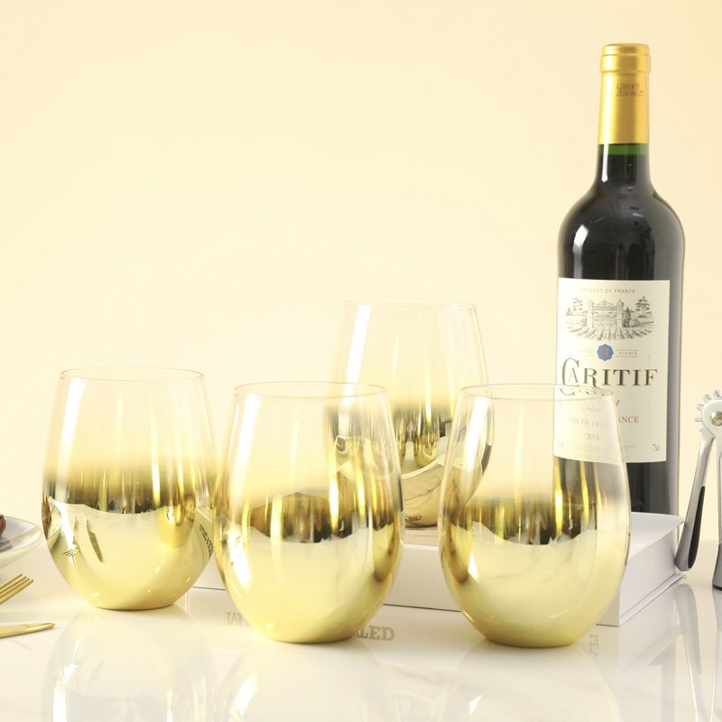 8 oz Ensemble de verres à vin tout usage, Doré