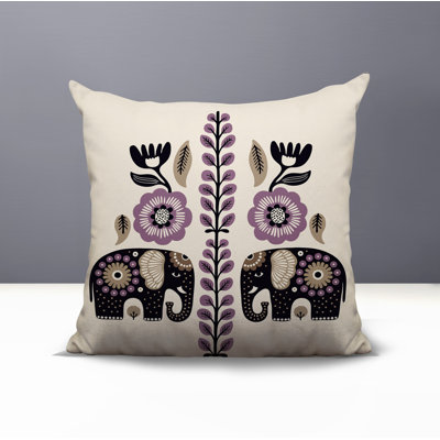 Jadi Elephant Reversible Indoor/Outdoor Square Pillow