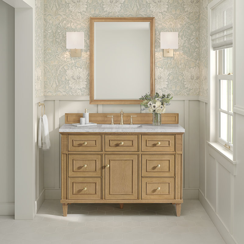 Lorelai 48'' W Single Vanity, Eternal Jasmine Pearl, Light Natural Oak