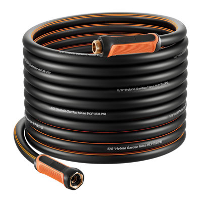 Tuyau d'arrosage, tuyau d'arrosage robuste en caoutchouc à 4 couches de 75 pi 5/8 po, tuyau d'arrosage 150PSI et éclatement extérieur 600PSI, tuyau flexible et sans pli avec raccord 3/4 po, tuyaux légers pour le jardinage