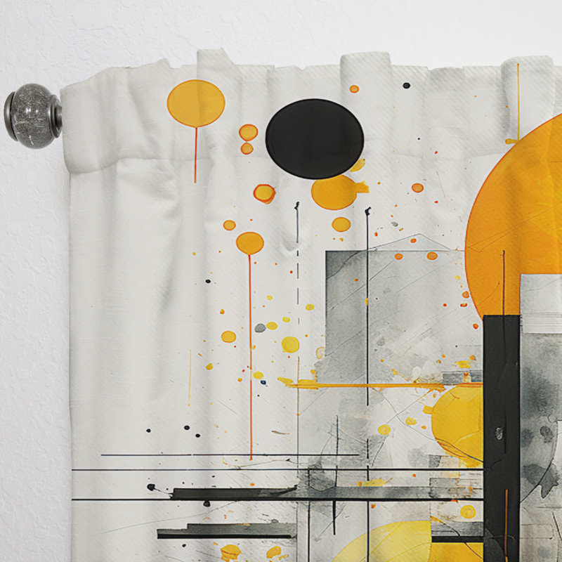 Yellow And Black Radiant Geometry Collage II - Modern Velvet Curtain - Room Darkening - 1 panel, 52" W x 63" L