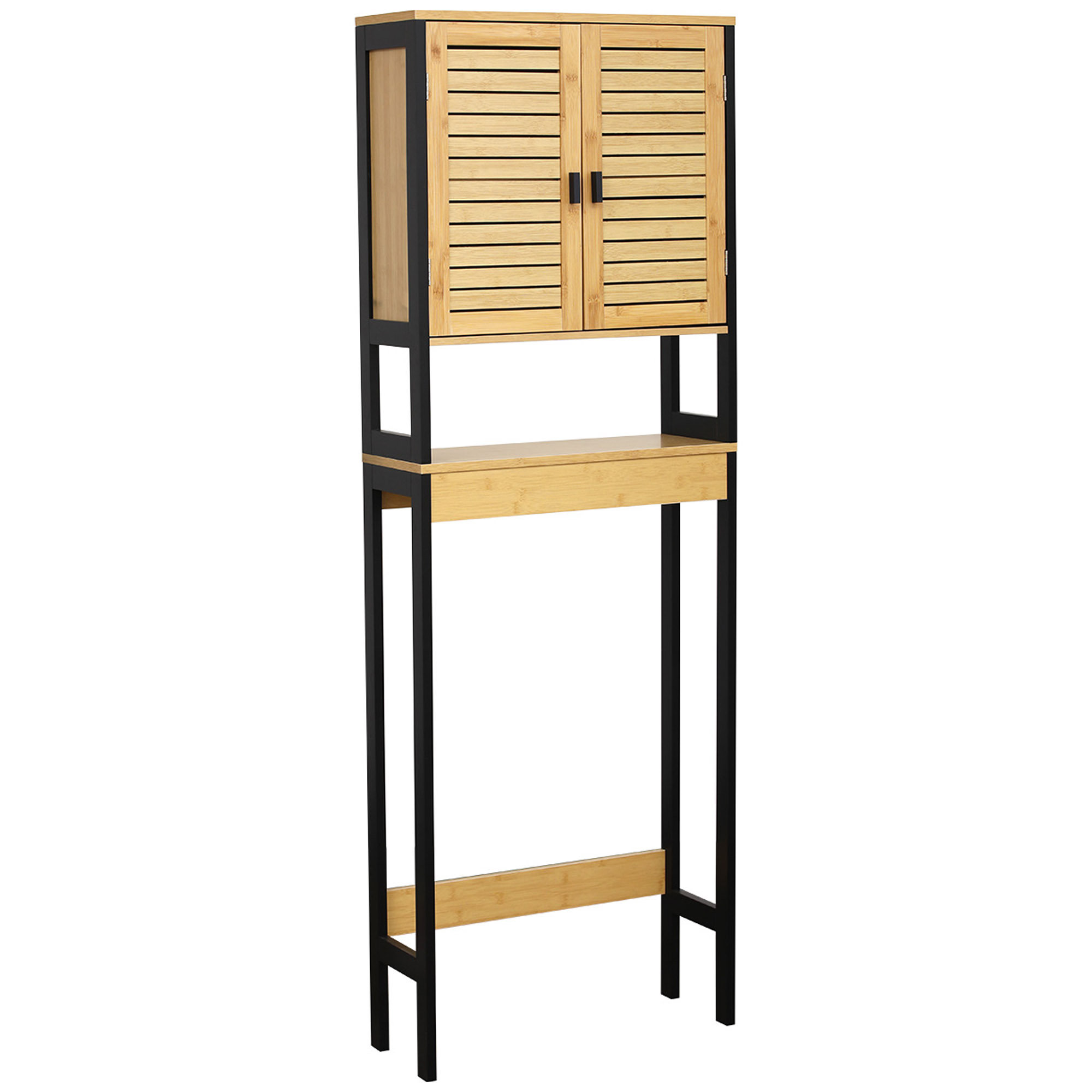 Wall-Mounted Sink Floor Cabinet Cebu Bamboo - Black Wood