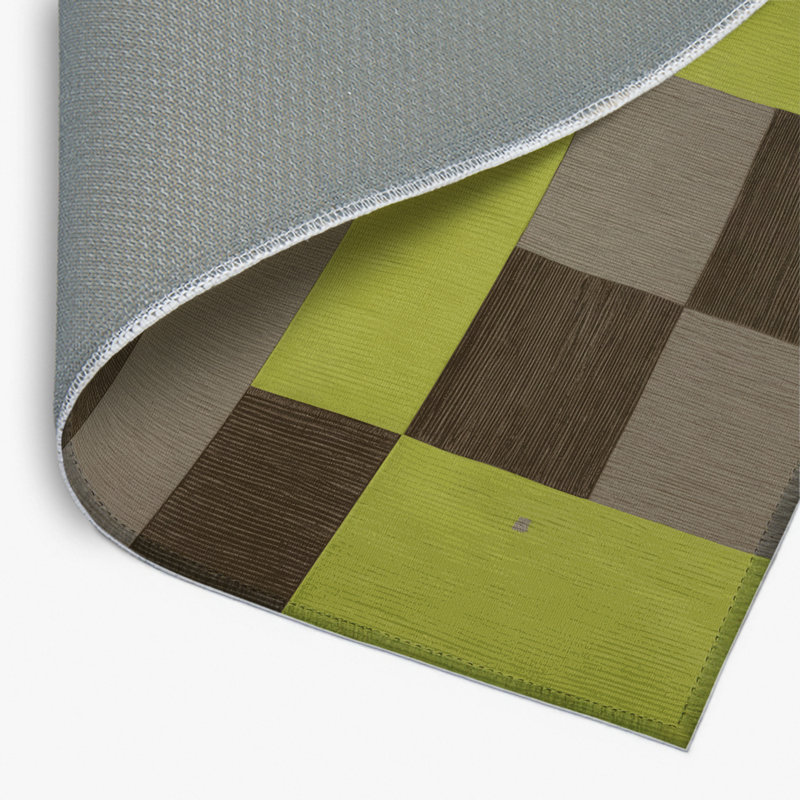 Tapis d'intérieur et d'extérieur à carreaux vert, Rectangulaire 2 pi x 3 pi