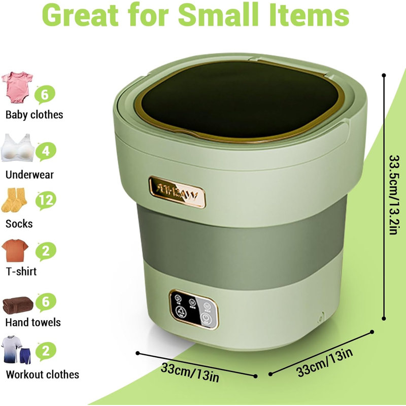 Mini Washing Machine and Dryer, 12L Foldable Mini Washer for Underwear, Upgraded Collapsible Washing Machine, for Baby Clothes Socks Apartment