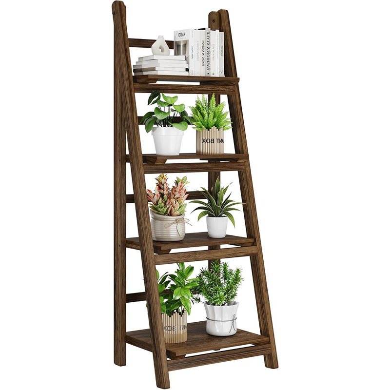 Bibliothèque échelle pliable et support pour plante