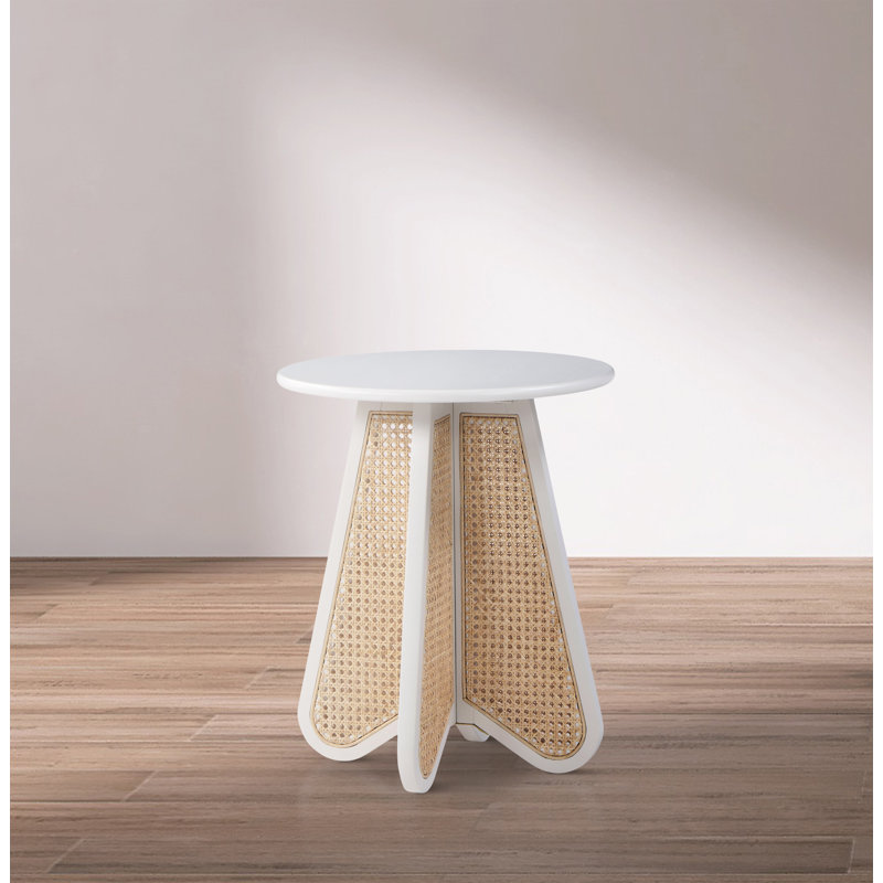Solid Wood End Table, White