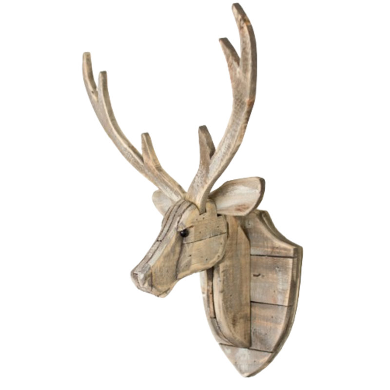 Tête de chevreuil en bois recyclé