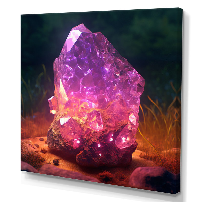 «Purple Gold Vibrant Stones - Stone Geode», art mural sur toile, H 24 po x l 24 po x P 1 po, Toile tendue