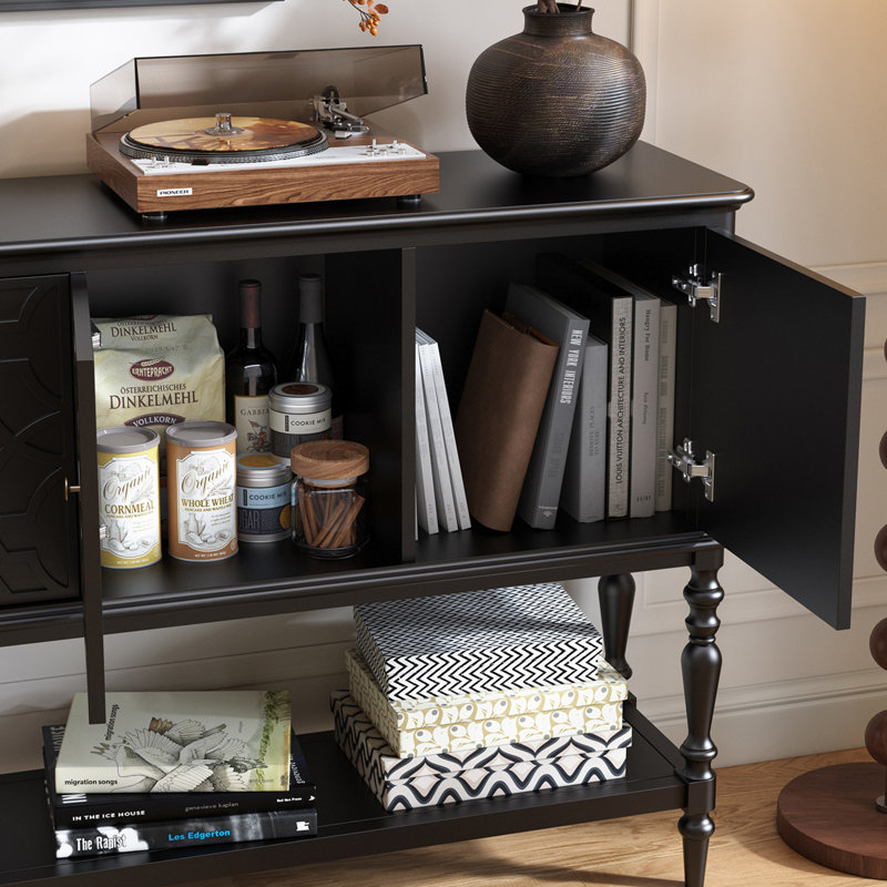 Console rétro de style français, Noir, H 39,4 po x l 63 po x P 15 po