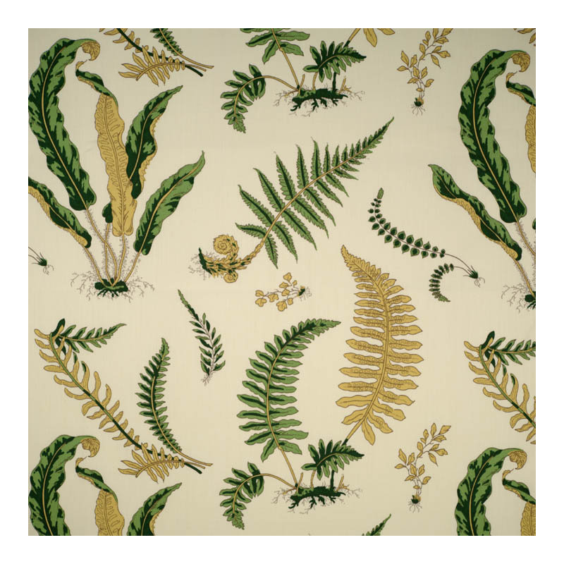 Elsie De Wolfe Sunbrella Fabric, Greens/Off White