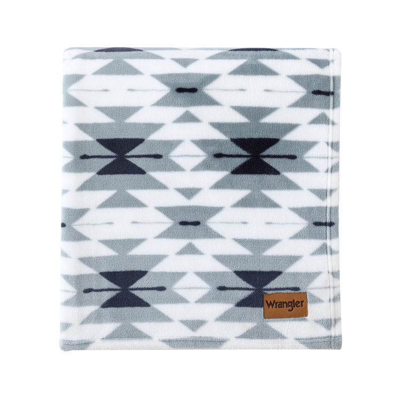 50" x 70" Geometric Gray Fleece Reversible Throw Blanket