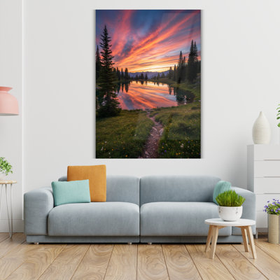 Art mural en verre trempé Mountain Lake Sunset