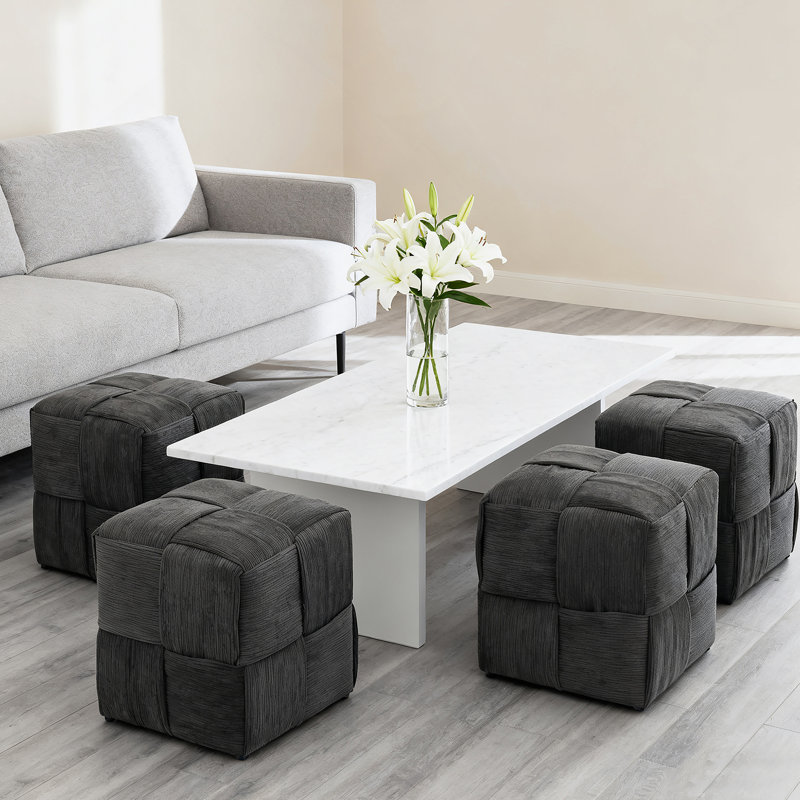 Ottoman Foot Rest Soft And Comfortable Ottoman Square Corduroy Woven Design Sofa Stool (Grey), Gray