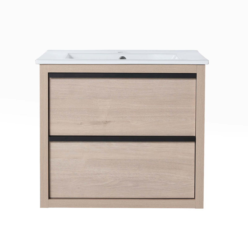 Meuble-lavabo simple mural 24 po avec comptoir en céramique Mylarose, Blanc