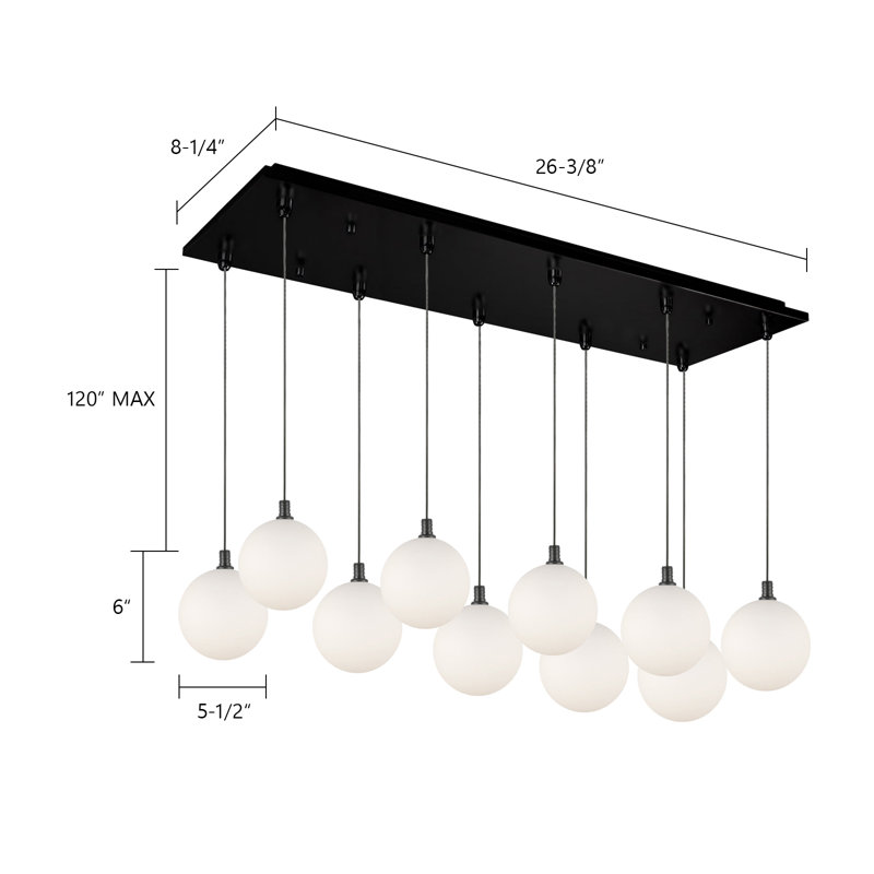 Luminaire suspendu chromé 29 lumières Bolla, 28 W, 10 lumières, Chrome chrome