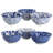  Sublime 6 Piece Assorted Design 20oz Porcelain Footed Bowl Set in Blue