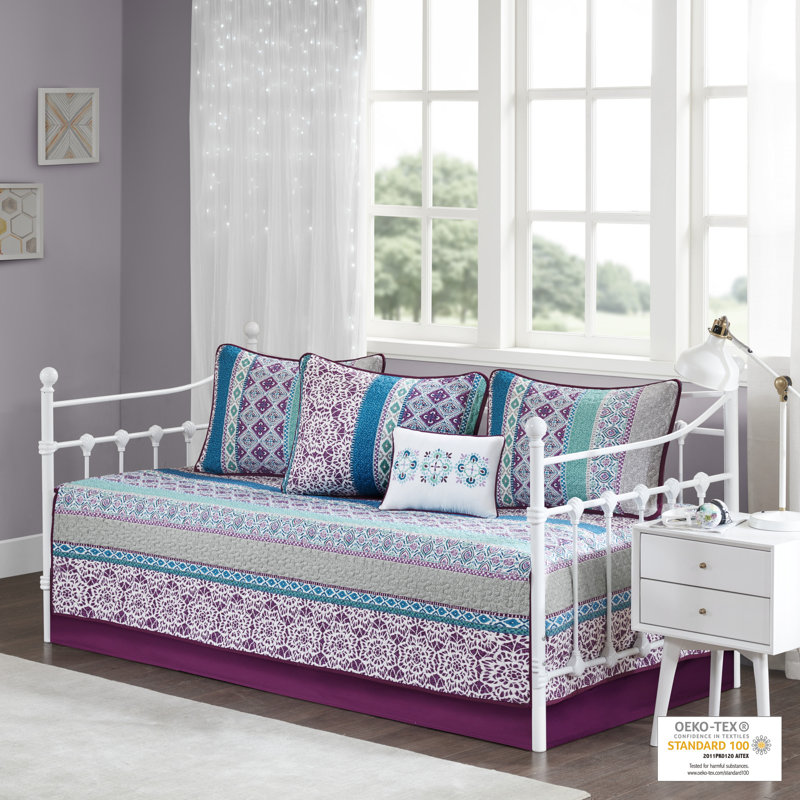 Boho Chic Embroidered Polyfill Daybed Coverlet Set