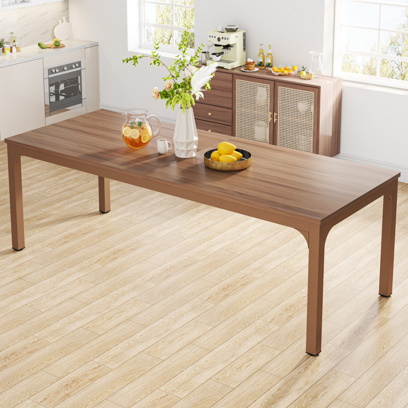 Lamekia Metal Base Dining Table, Coffee Brown, Coffee Brown