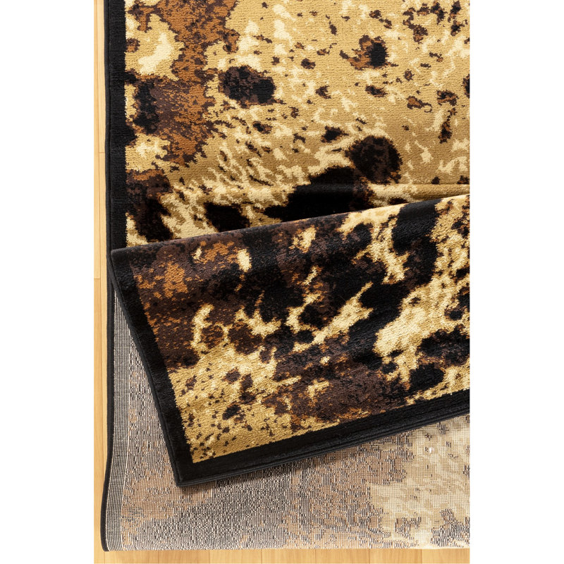 2 pi Tapis en polypropylène noir avec motif de dinde, X 3 po X 3 po