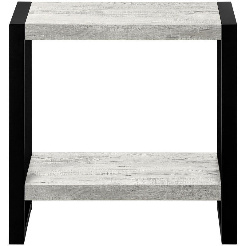 2 End Table In Grey Laminate And Black Metal, For Flexible Placement Bedroom Or Living Room Nightstand Ideal Lamp