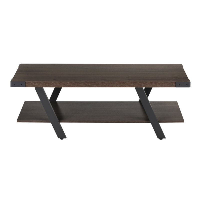 Table basse à 4 pieds avec rangement Mirella, Tabac du Sud / noir
