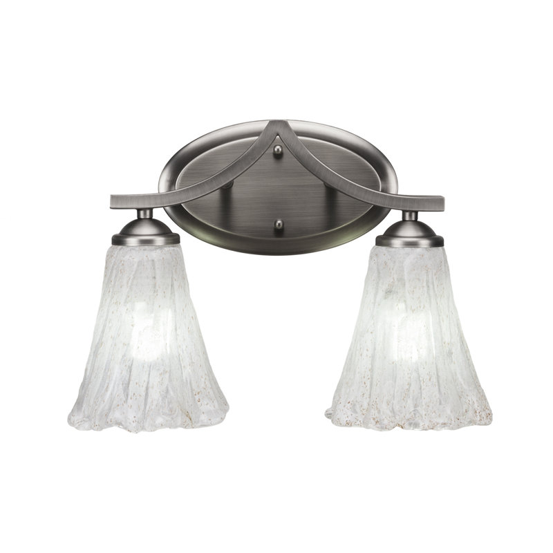 Zilo 2 Light Bath Bar Shown In Graphite Finish With 5.5" Fluted Italian Ice Glass, Kaleidoscope, Graphite