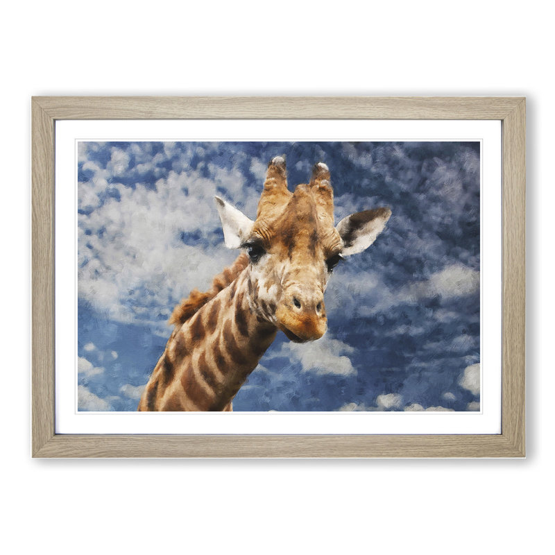 Giraffe Vol.2 - Framed Print, 36cm H x 48cm W x 2cm D, Oak Framed