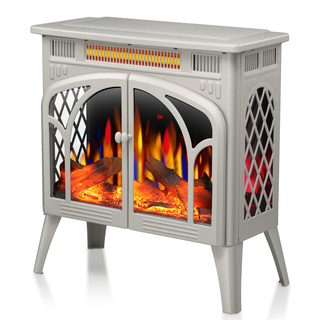 Infrared Freestanding Portable Electric Fireplace Stove Heater With Remote,Timer,Adjustable Brightness And Speed,Double Doors COWSAR 