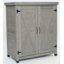 Armoire de rangement pour l'extérieur en bois avec plateau en métal, poste de travail de jardin résistant aux intempéries avec tablette et porte magnétique-123405037