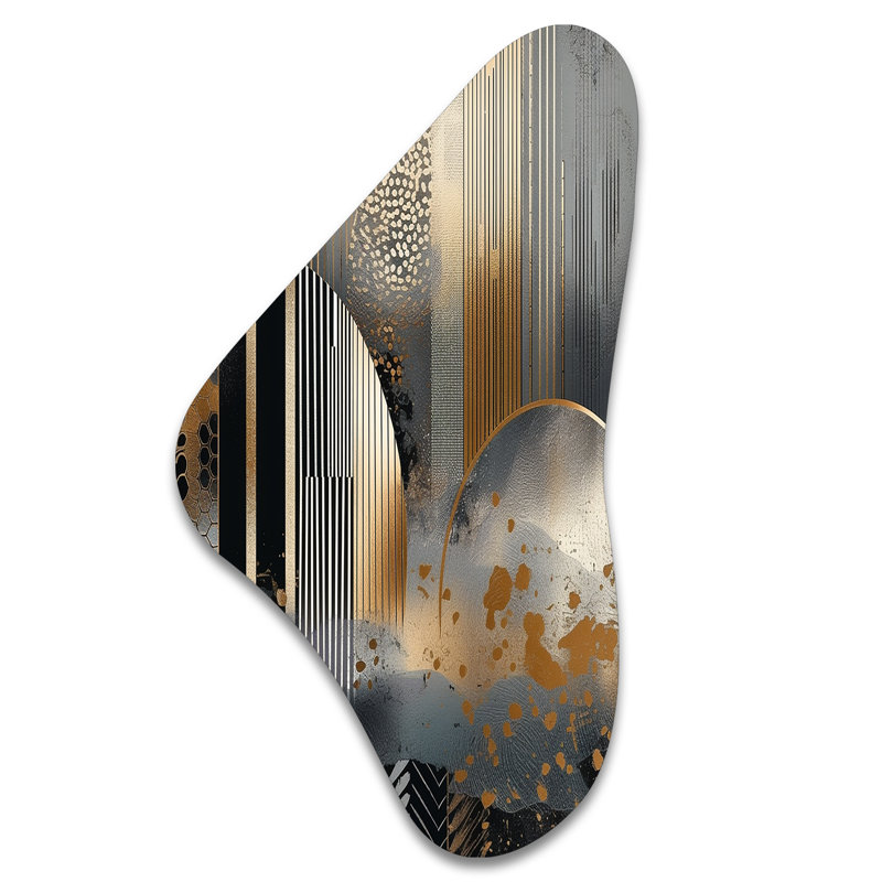 «Shapes And Lines Abstract Marble IV», impression murale asymétrique en métal, H 39 po x l 21 po