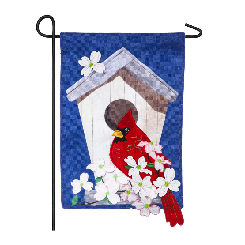 Drapeau de jardin en polyester cardinal nichoir
