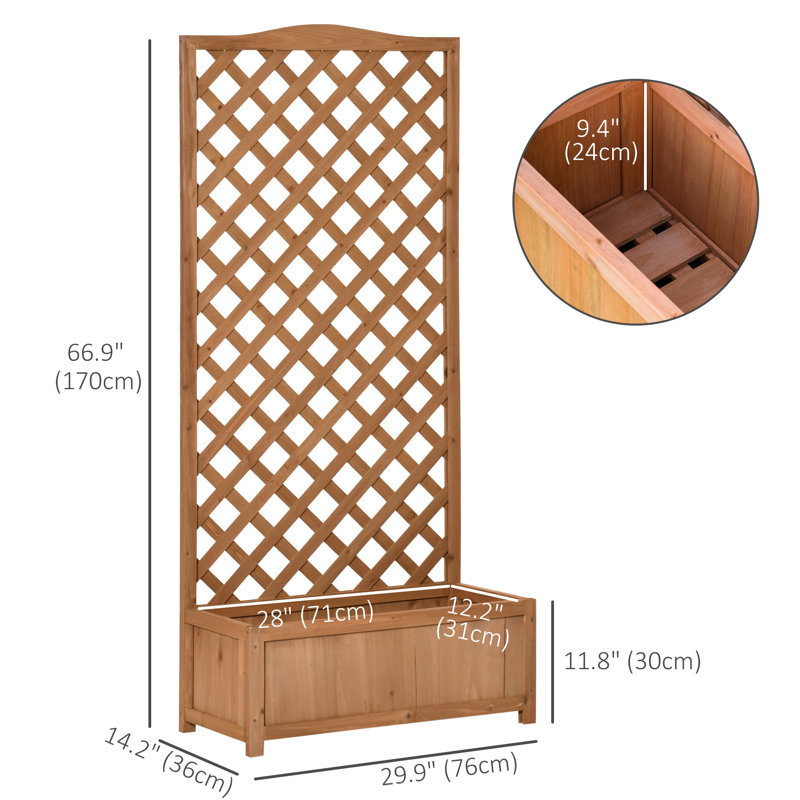 Remone Wood Planter Box with Trellis