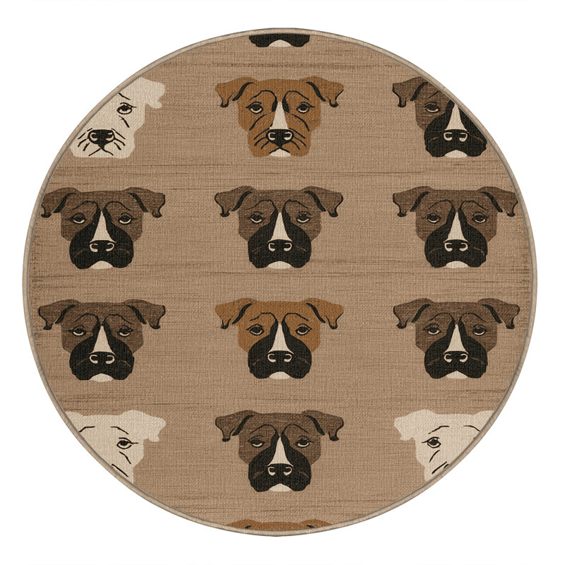 Washable Bull Terrier Dogs Area Rug, Round 5'
