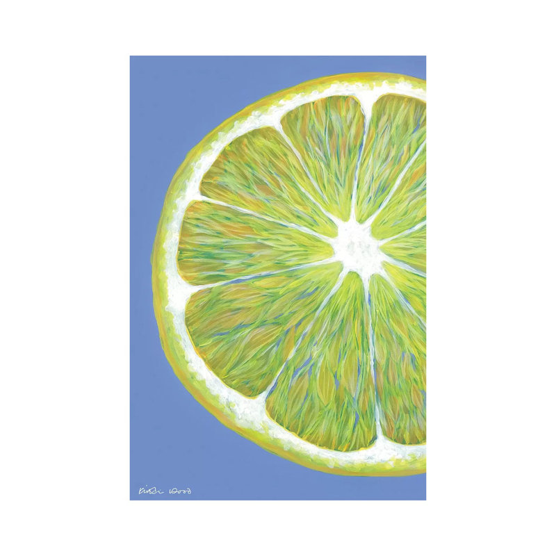 Lemon Slice On Blue by Kirstin Wood - Painting on Canvas, Wrapped Canvas, 101.6 cm H x 66.04 cm W x 1.91 cm D