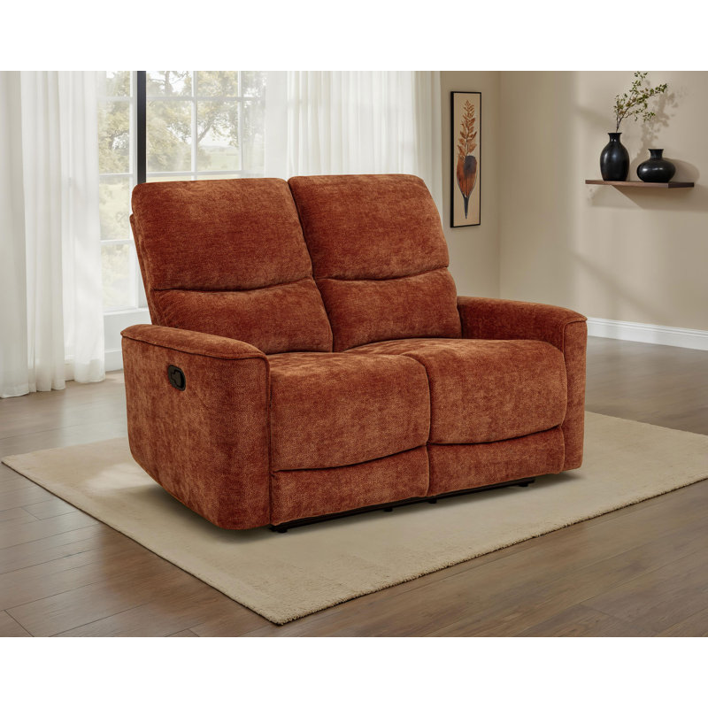 Navarro Chenille Upholstered Reclining Loveseat Burnt Orange, Burnt Orange