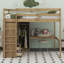  Lit mezzanine double Hriska avec bureau, garde-robe, tablettes et tiroirs-1169881279
