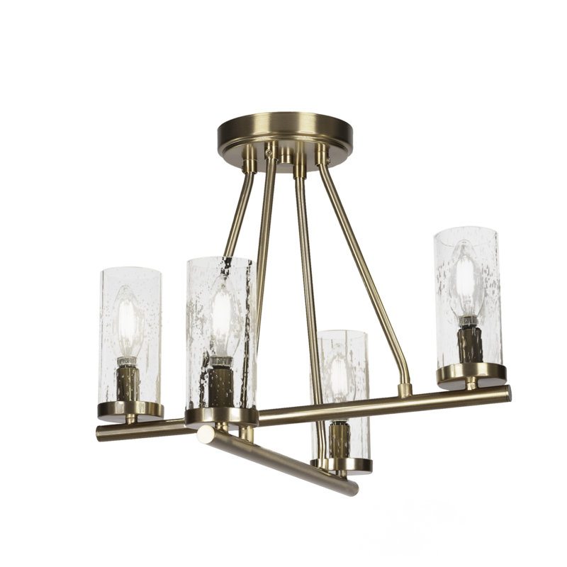 Trinity 4 Light Semi-Flush With 2.5” Glass, New Age Brass, Clear