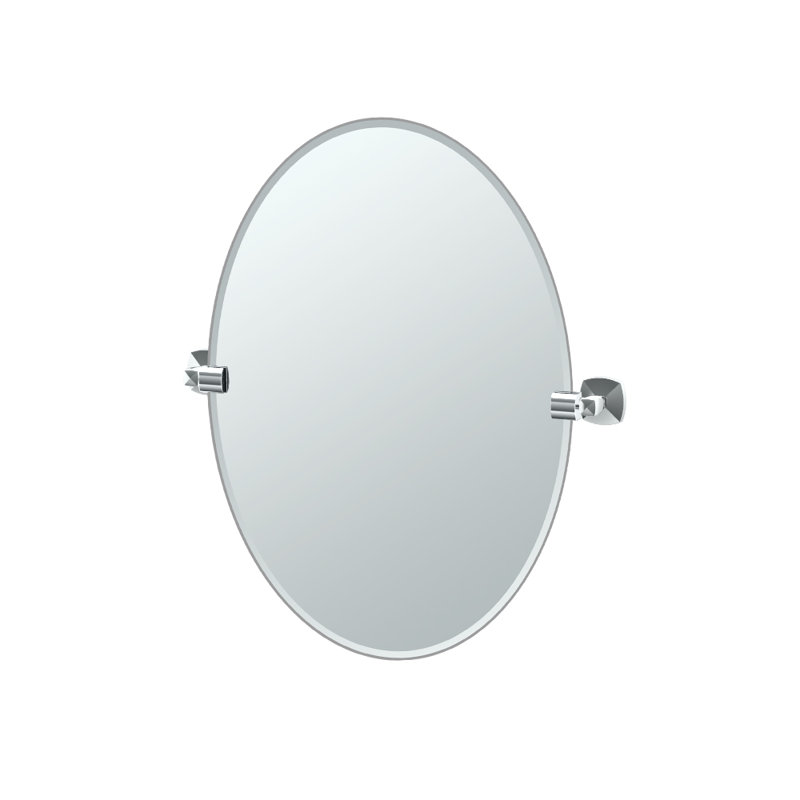 Miroir de meuble-lavabo ovale mural sans cadre H 32 po Jewel | Pivots et miroir biseauté, Chrome chrome