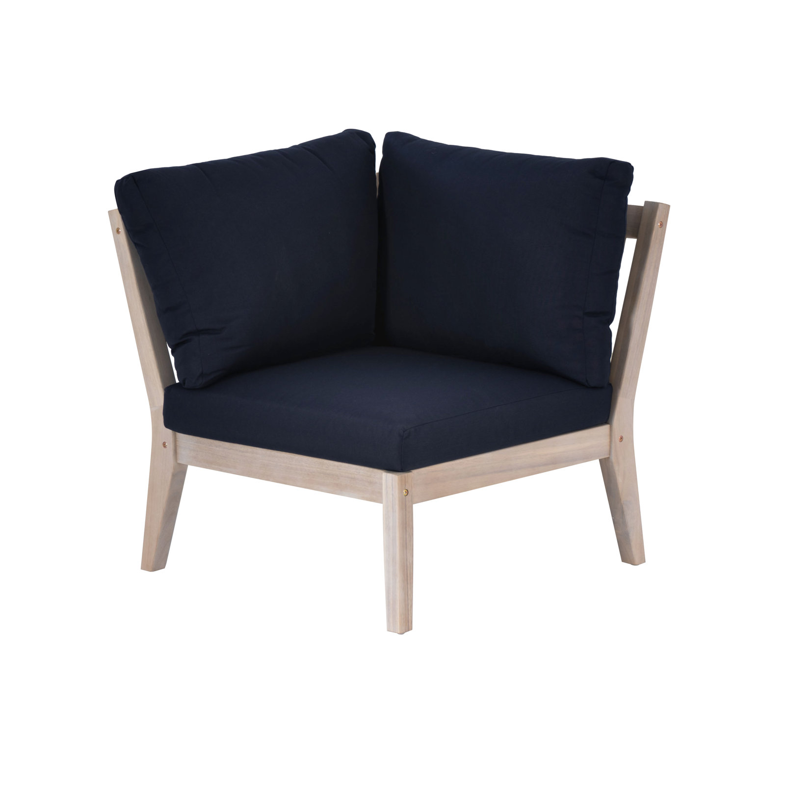 Amina 5-Person Acacia Patio Seating Group, Navy Performance Olefin