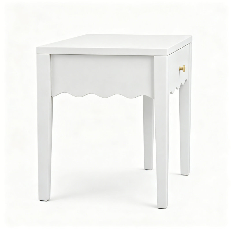 Table de chevet avec tiroir, table d'appoint compacte et moderne, table de chevet design ondulée pour chambre ou salon