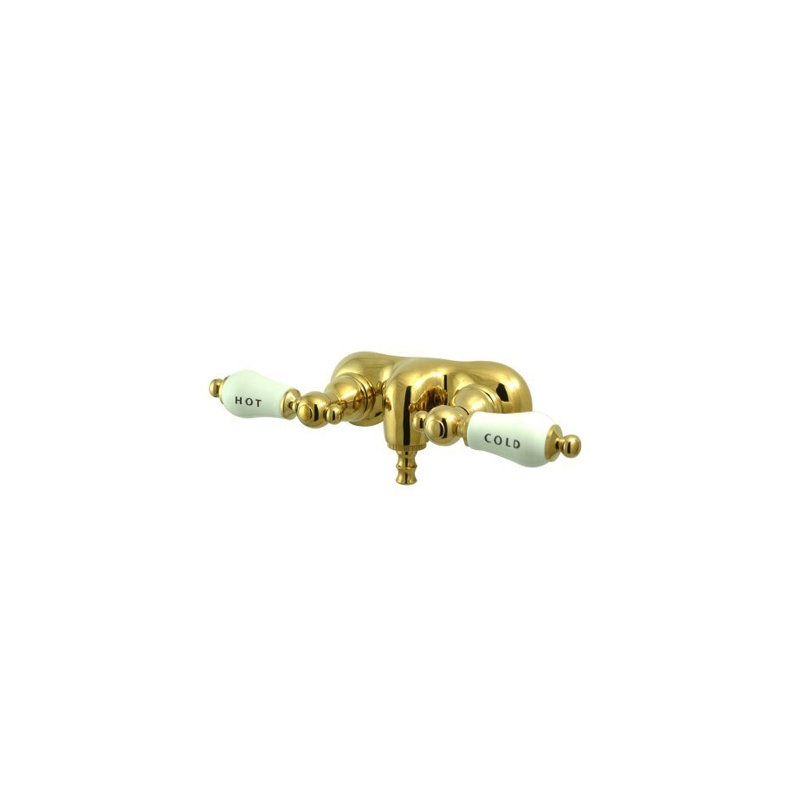 Hot Springs Double Handle Wall Mounted Clawfoot Tub Faucet, Polished Brass