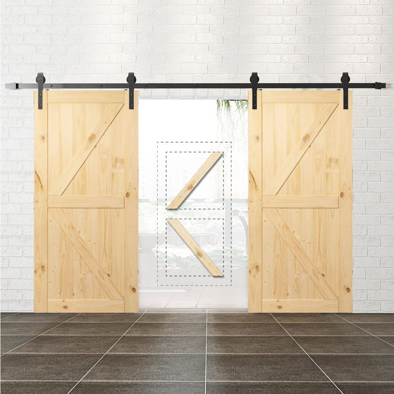 Porte de grange en bois à panneau non fini sans ensemble de quincaillerie d'installation, 42 po x 84 po, 192 po