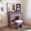 Ensemble de coiffeuse moderne mauve avec miroir à DEL 3 modes et tabouret rembourré