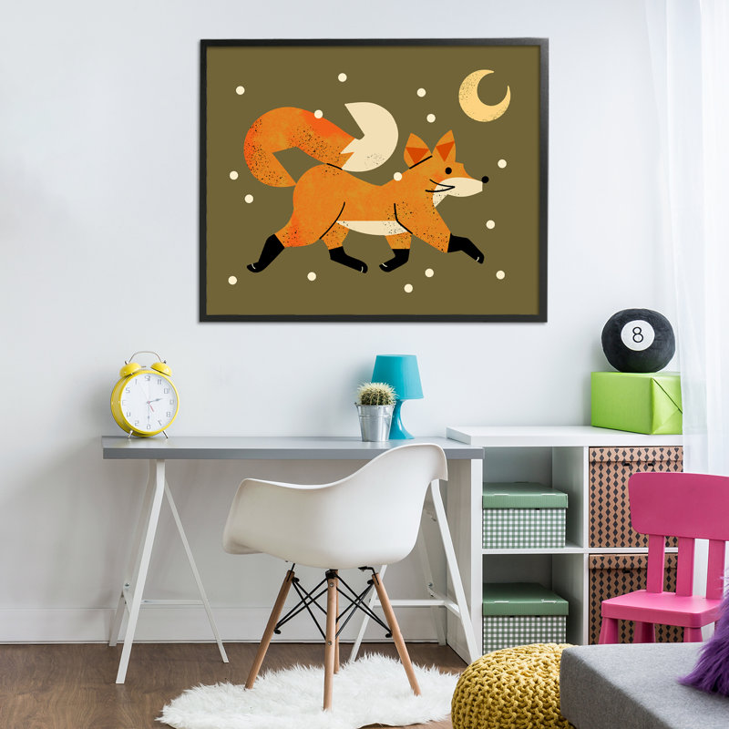 «Wandering Winter Fox», estampe numérique, design par Renea L. Thull, Giclée encadrée noir minuit, H 24 po x l 30 po